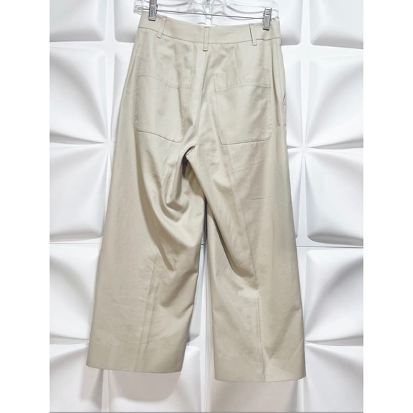 Vince Sz 2 Beige Wide Leg Capri Cropped Khaki Chino Pants Trousers - Picture 4 of 7